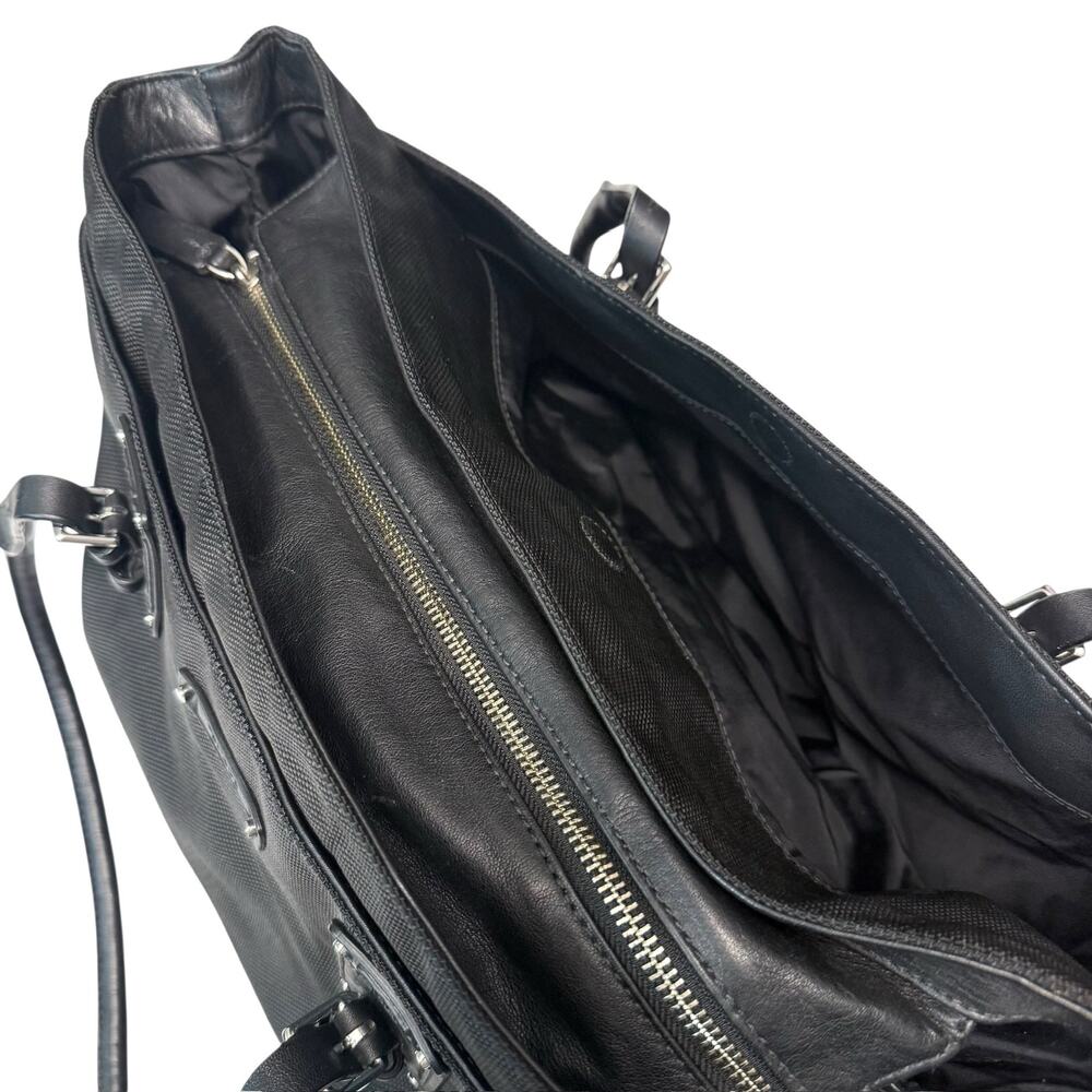 Tumi Laptop Travel Tote w/ Adjustable Straps in Black - Canvas w/ Leather Trim - Picture 4 of 12